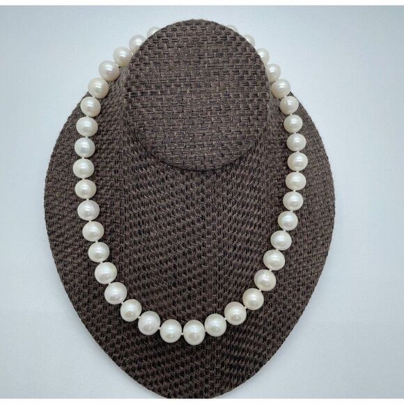Imperial Pearls by Josh Bazar Jewelry - Imperial Pearls Necklace White 9.5 - 11.5mm Cultured Freshwater Sterling Silver